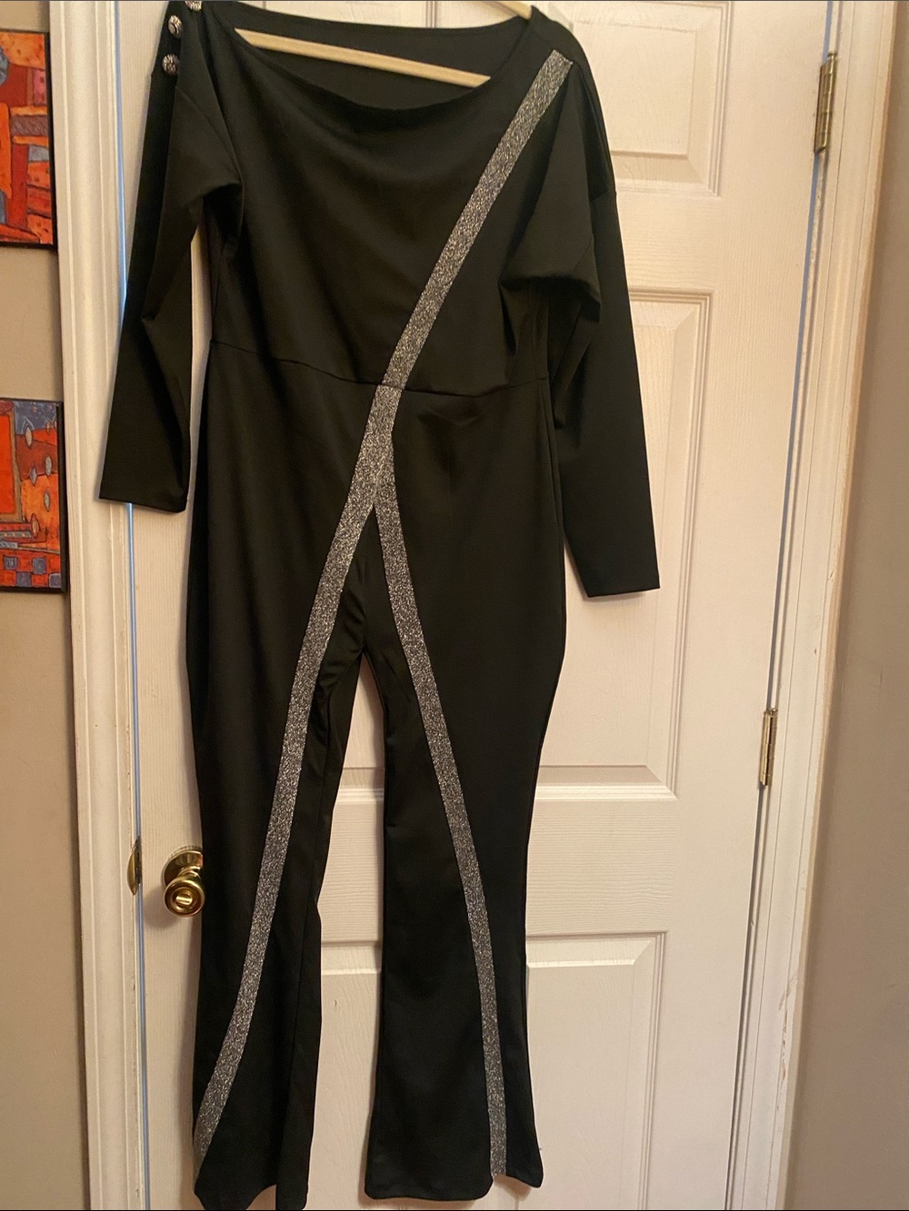 Black Women's Jumpsuit with Silver Trim